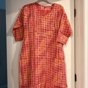 Red & Orange Geometric Kurta (Gently Worn)
